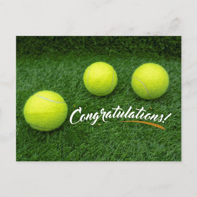 Tennisball gratulieren zu Grün Postkarte (Vorderseite)