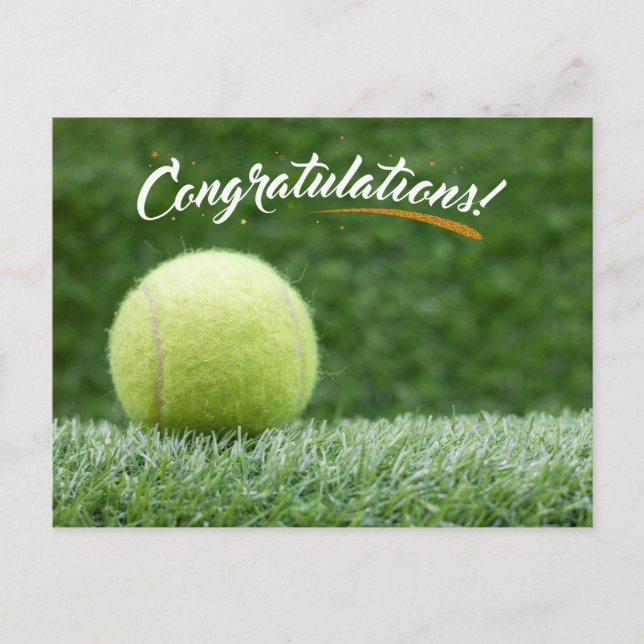 Tennisball gratulieren zu Grün Postkarte (Vorderseite)