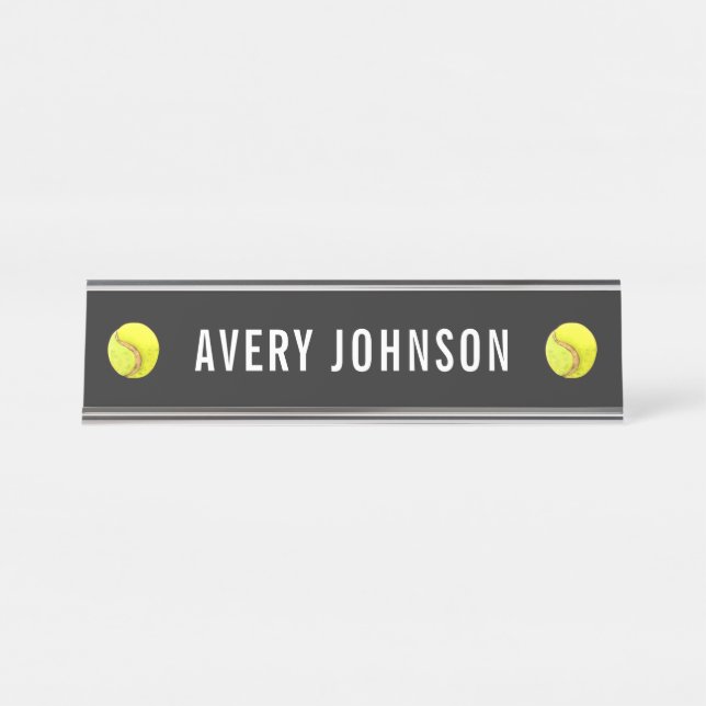 Tennisball im Wasser Balls Trainer Custom Sport Schreibtischnamensplakette (Vorderseite )