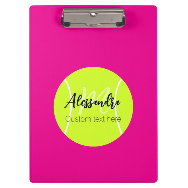 Tennisball individuelle Name & Text Klemmbrett (Vorderseite)