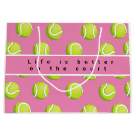 Tennisball ist besser auf dem Platz auf rosa   Große Geschenktüte
