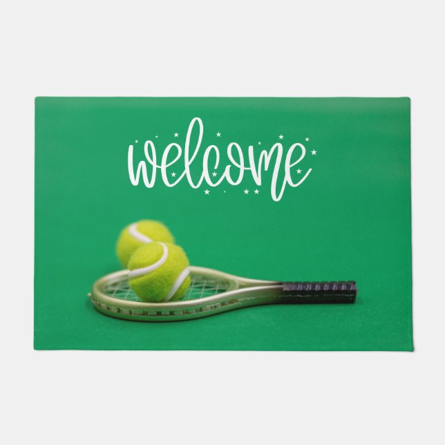 Tennisball ist im Grünen willkommen  Fußmatte (Vorderseite)