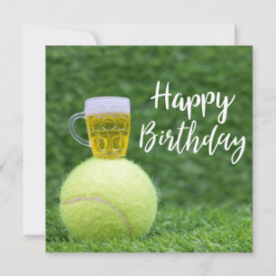 Tennisball mit Bier zum Geburtstag Karte