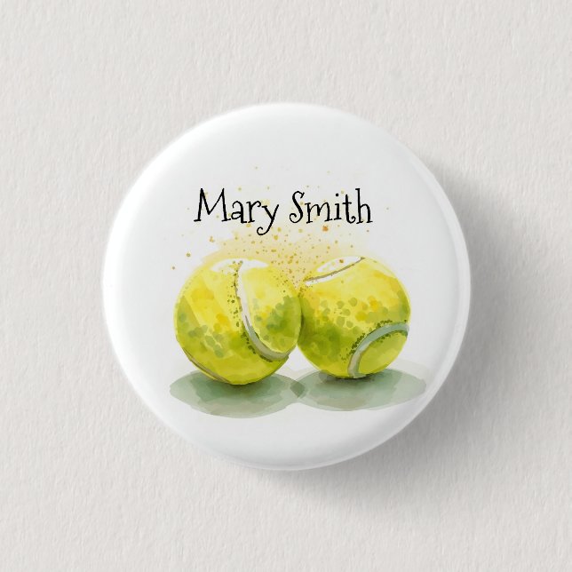 Tennisball mit Ihrem Namen Button (Vorderseite)