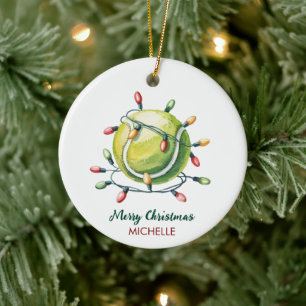 Tennisball mit Santa-Hut, benutzerdefiniertes Weih Keramik Ornament