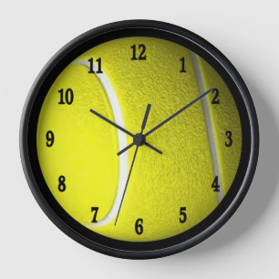 Tennisball mit schwarzen Zahlen Sportwall Uhr