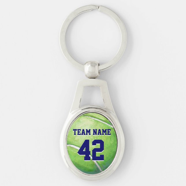 Tennisball mit Teamname und -nummer Schlüsselanhänger (Vorderseite)