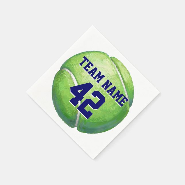Tennisball mit Teamname und -nummer Serviette (Ecke)
