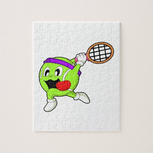 Tennisball mit Tennisschläger (Vertikal)