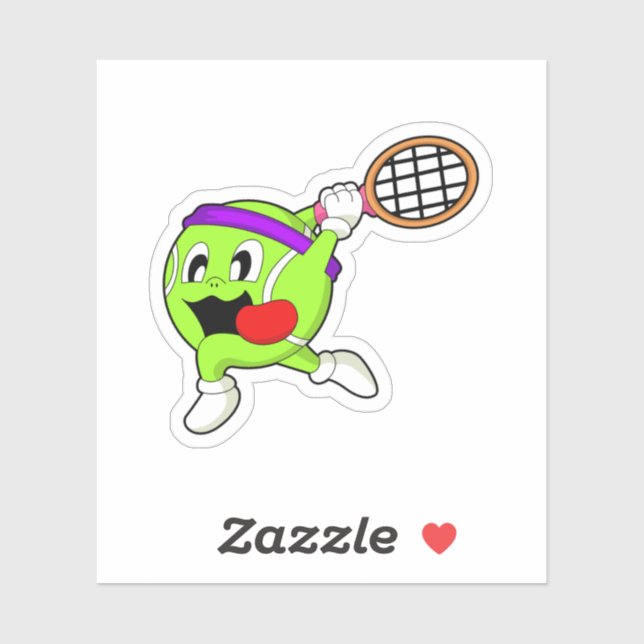 Tennisball mit Tennisschläger Aufkleber (Blatt)