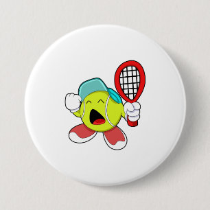 Tennisball mit Tennisschläger Button
