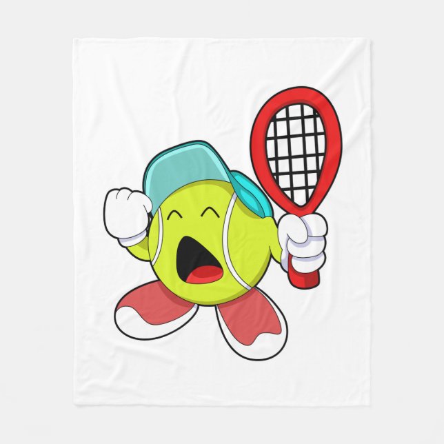 Tennisball mit Tennisschläger Fleecedecke (Vorderseite)