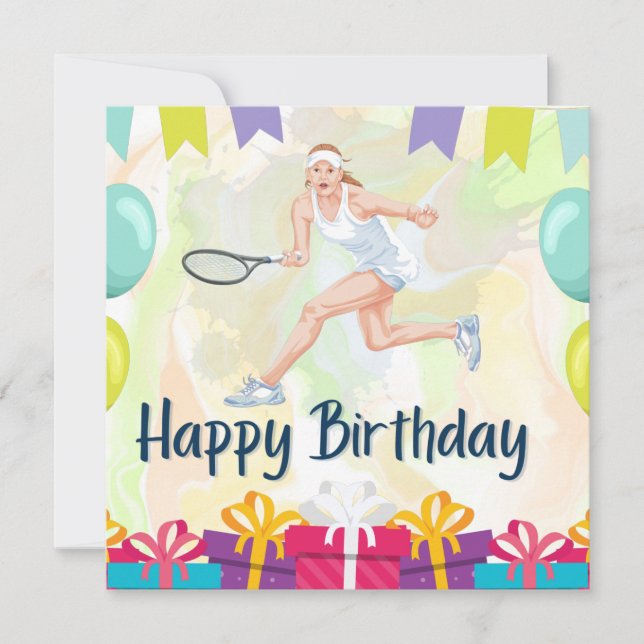 Tennisball mit Tennisschläger Karte (Vorderseite)