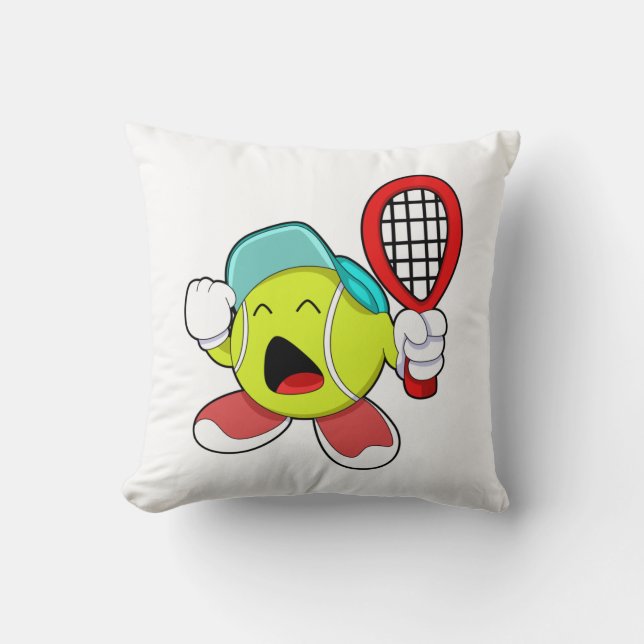 Tennisball mit Tennisschläger Kissen (Vorderseite)