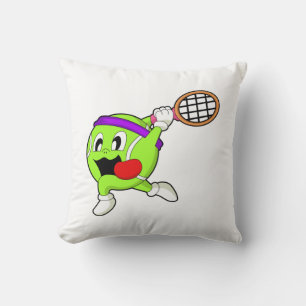 Tennisball mit Tennisschläger Kissen