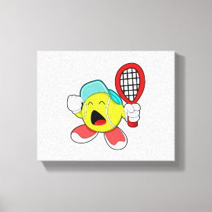 Tennisball mit Tennisschläger Leinwanddruck