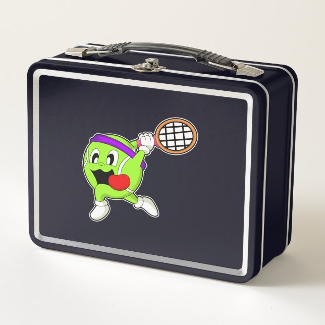 Tennisball mit Tennisschläger Metall Brotdose (Vorderseite)