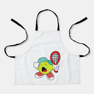 Tennisball mit Tennisschläger Schürze