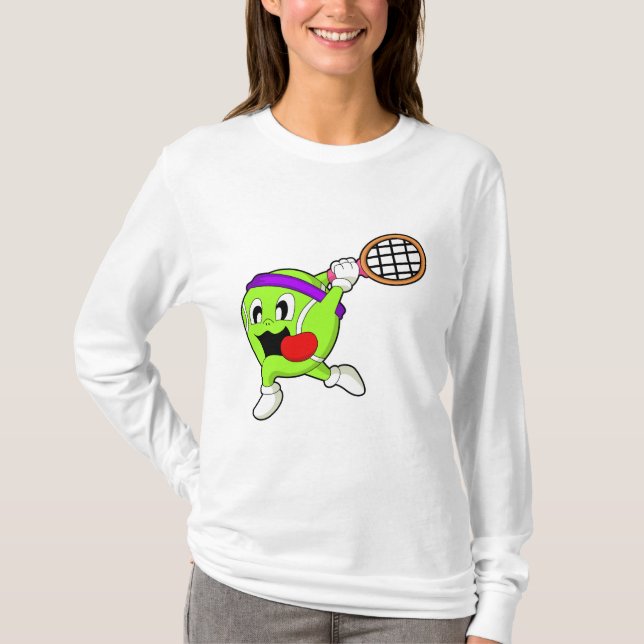 Tennisball mit Tennisschläger T-Shirt (Vorderseite)