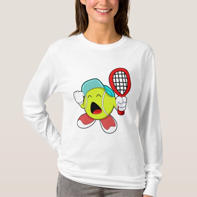 Tennisball mit Tennisschläger T-Shirt (Vorderseite)