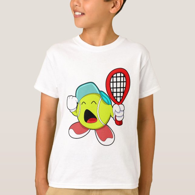 Tennisball mit Tennisschläger T-Shirt (Vorderseite)
