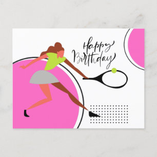 Tennisball mit weiblichem Spielergeburtstag Postkarte