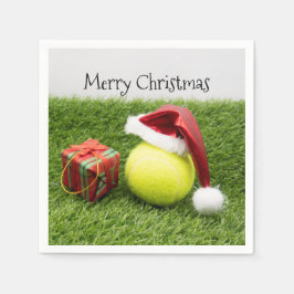 Tennisball mit Weihnachtsmannmütze Weihnachtsschei Serviette