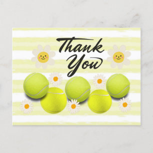 Tennisball mit weißer Gänseblümchen-Blume danke Postkarte