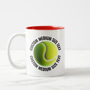 Tennisball & Mittel Schrift ROT 11oz Custom Zweifarbige Tasse