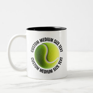 Tennisball & Mittel Schrift SCHWARZ 11oz Custom Zweifarbige Tasse