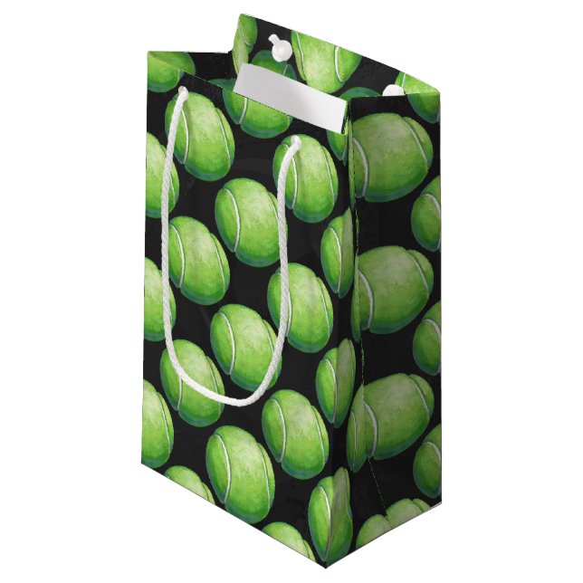 Tennisball-Muster Kleine Geschenktüte (Vorderseite Schrägansicht)