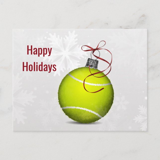 Tennisball-Ornament Feiertagspostkarte (Vorderseite)