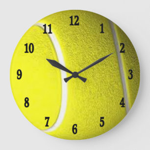Tennisball-schwarze Zahlen Große Wanduhr