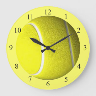 Tennisball-Sport-Wanduhr-Schwarz-Zahlen Große Wanduhr