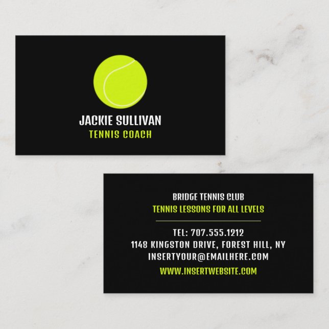 Tennisball, Tennisspieler/Trainer/Instruktor Visitenkarte (Vorne/Hinten)