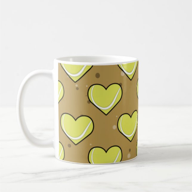 Tennisball-Textur in Herzform - Muster Kaffeetasse (Links)