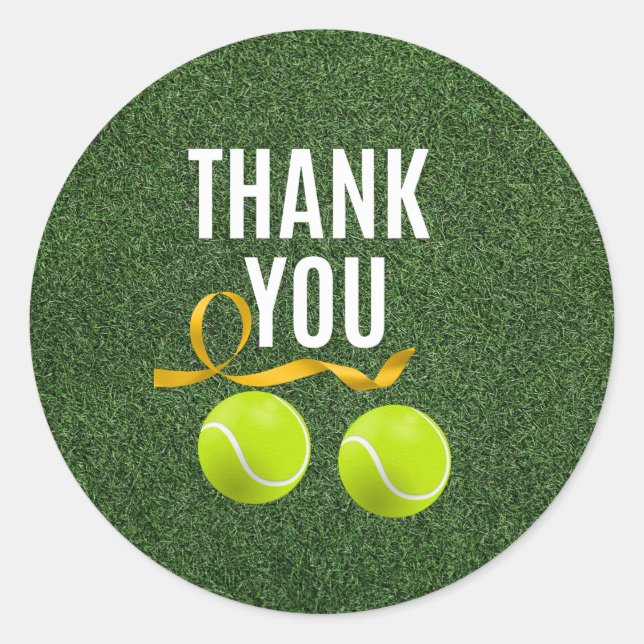 Tennisball und Danke, Wort Runder Aufkleber (Vorderseite)