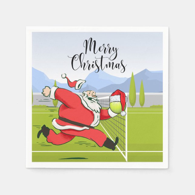Tennisball und der Weihnachtsmann zum Party Serviette (Vorderseite)