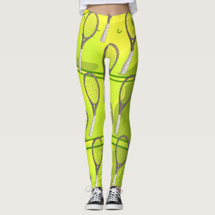 Tennisball und Racket auf Gelb Leggings