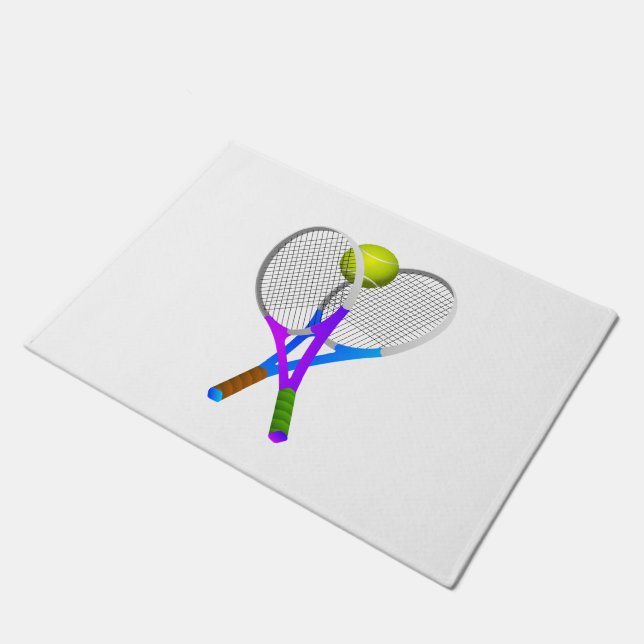 Tennisball und Rackets Fußmatte (Schrägansicht)