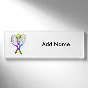 Tennisball und Rackets Namenschild