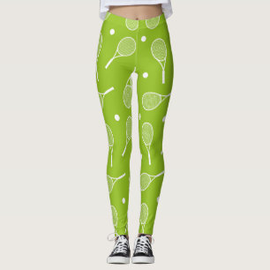 Tennisball und Schläger auf Grün Leggings