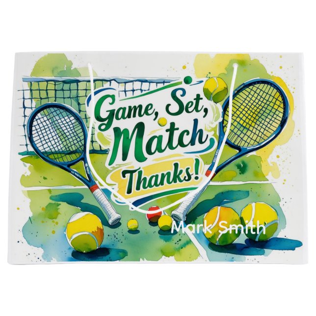 Tennisball und Schläger mit Liebe Große Geschenktüte (Vorderseite)