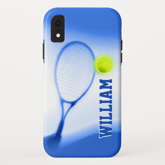 Tennisball und Schlägersport - blaues Telefongehäu Case-Mate iPhone Hülle (Rückseite)