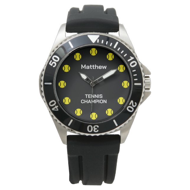 Tennisball-Weckgeschenk mit individuelle Name Armbanduhr (Vorderseite)