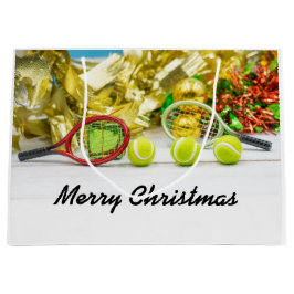 Tennisball Weihnachtsschmuck mit Schläger Große Geschenktüte