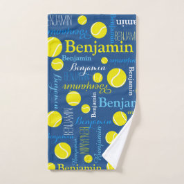 Tennisbällchen Sportgelb, blau Handtuch
