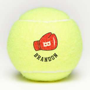 Tennisbälle mit eigenem Namen und Boxhandschuh-Log