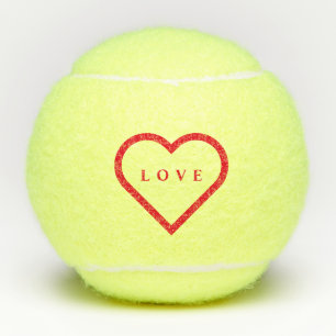 Tennisbälle mit rotem Herz - Liebe - Farbe/Text