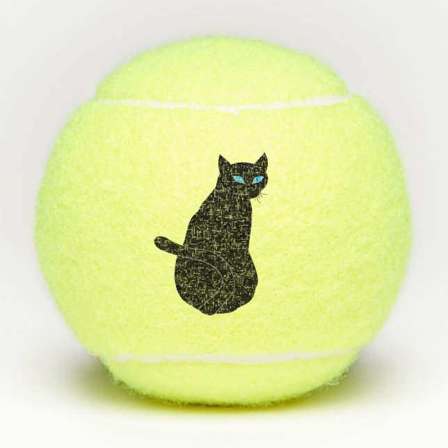 Tennisbälle mit schwarzer Katze (Vorderseite)